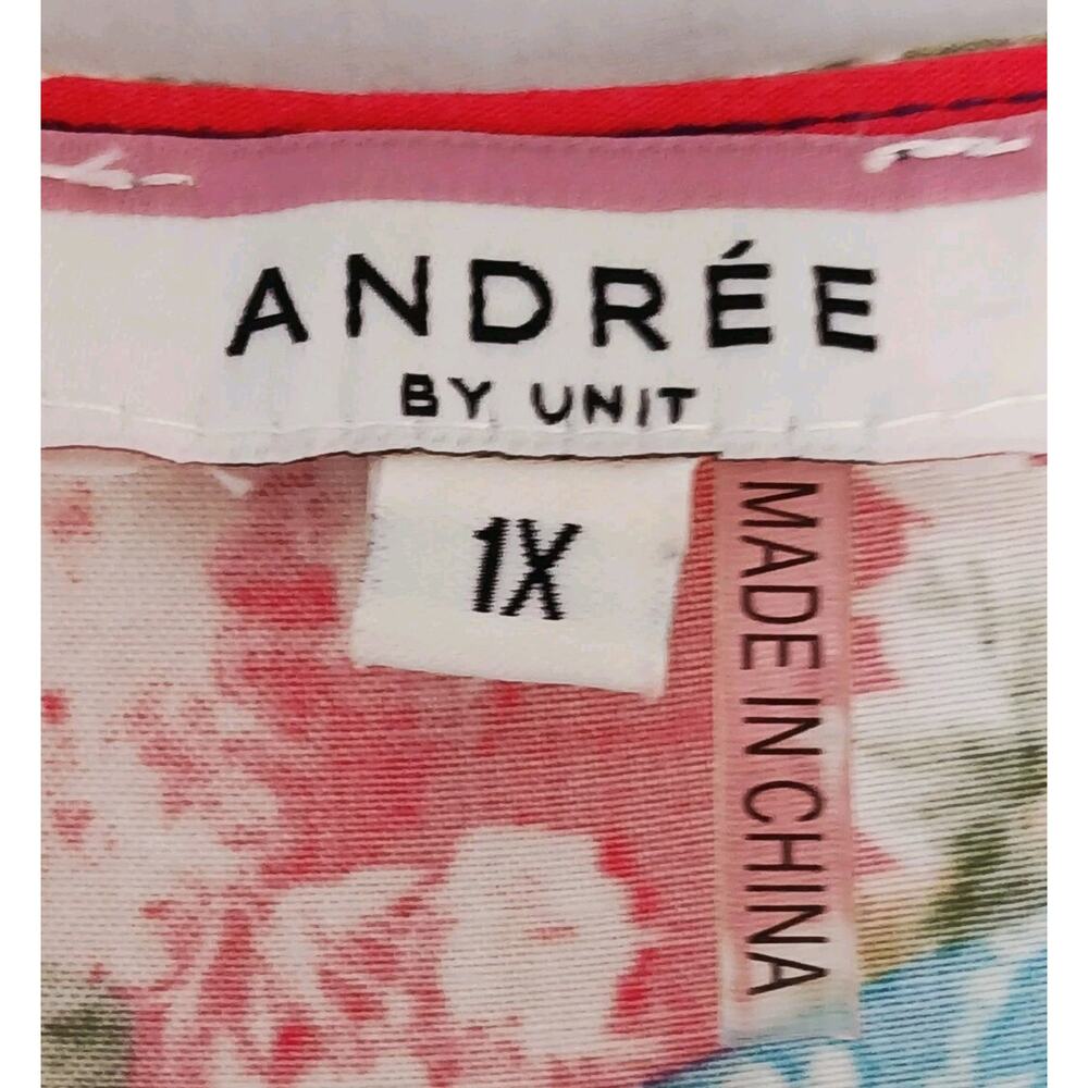 Andree by Unit Floral Patchwork Dress Womens 1X Multicolor Boho Babydoll Tunic - Picture 5 of 6
